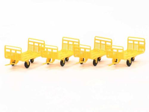 Set de 4 Chariots en tubes métal La Poste jaune - REE MODELES XB012 - HO -