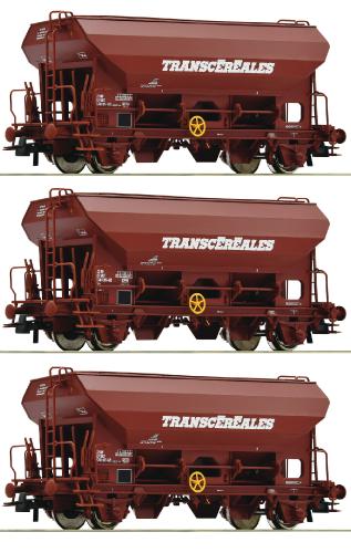 3x wagons céréaliers Transcéréales ép IV SNCF - HO 1/87 - ROCO 76033