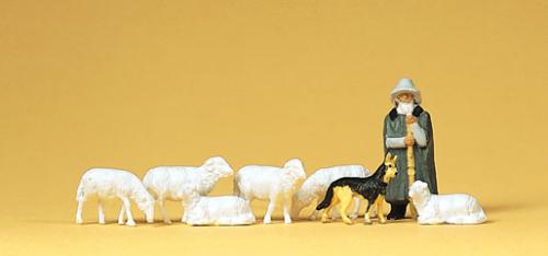 Boite de 5 moutons et un berger avec son chien - PREISER 14160 - HO -