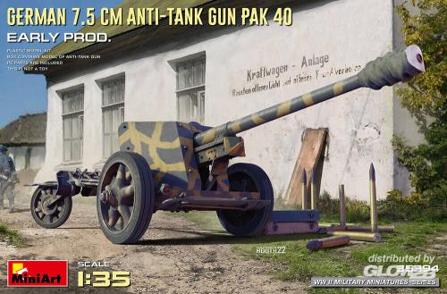 Canon anti-tank PaK 40 7.5cm production tardive 1/35 MINIART 35394