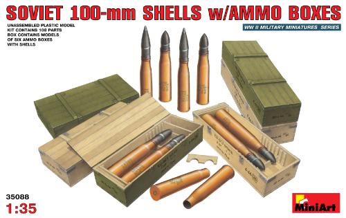 Caisses de munitions avec obus et douilles de 100mm soviétiques - MINIART 35088 - 1/35 -