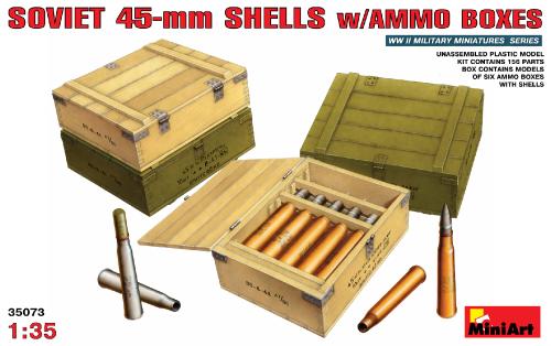 Caisses de munitions avec obus et douilles de 45mm soviétiques - MINIART 35073 - 1/35 -