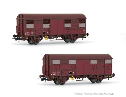 coffret de 2 wagons fermés 2 essieux Kv Permaplex, volets ouverts, ép. III - SNCF - JOUEF HJ6231 - HO - NEW 2022
