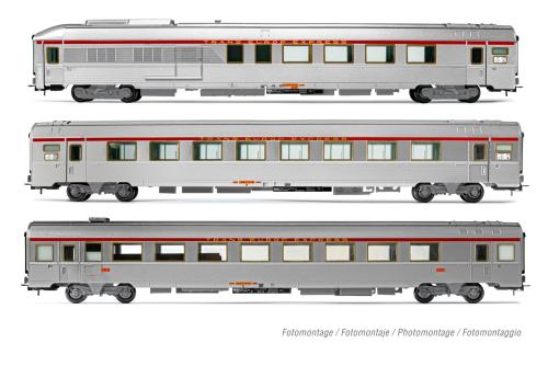 coffret de 3 voitures «TEE Mistral»,ép. IV - SNCF - JOUEF HJ4165 - HO - NEW 2023