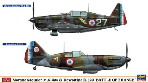 01941 Morane Saulnier M.S.406 et Dewoitine D.520 Bataille de France - HASEGAWA - 1/72