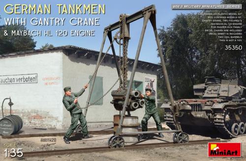 GERMAN TANKMEN WITH GANTRY CRANE & MAYBACH HL 120 ENGINE  1/35 - MINIART 35350